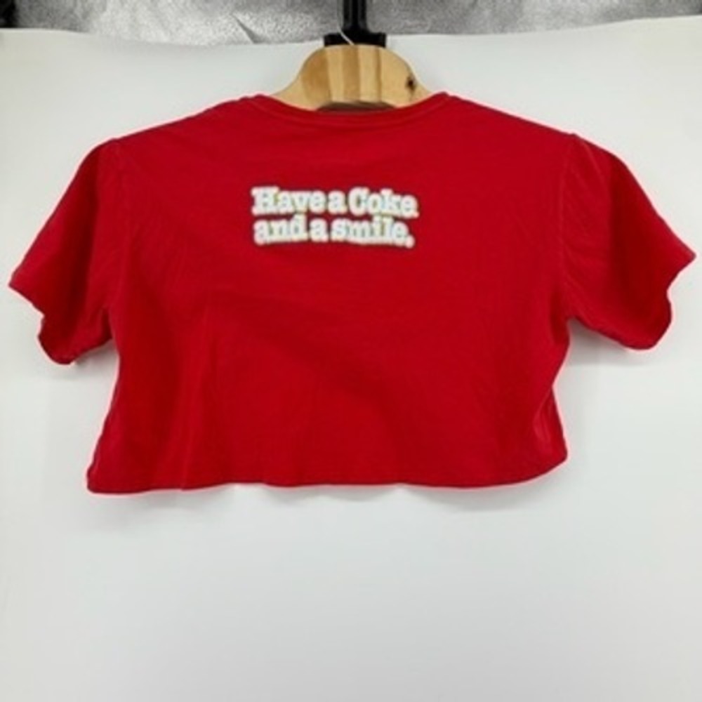 Coca-Cola Red Graphic Crop Top Skateboarder Have a Coke and a Smile Medium - Picture 4 of 7